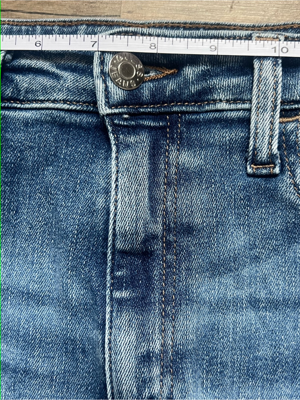 GUESS Blue Logo-Trim Flare Leg Jeans - Picture 4 of 7